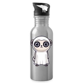 Suricate Halloween Fantôme - Gourde avec paille intégrée - argent clair - Droite
