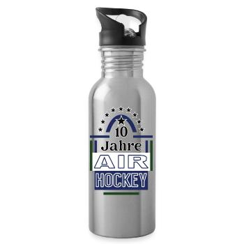 10 Jahre Air Hockey Jubiläum Hockeyspieler Jubi - Trinkflasche mit integriertem Trinkhalm - Lightsilver - Rechts