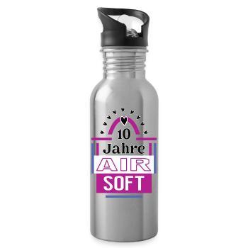 10 Years Airsoft Anniversary Airsoft Player - Water bottle with straw - silver - Right