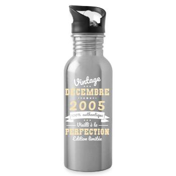 20 Years Anniversary - Vintage - December 2005 - Water bottle with straw - silver - Right