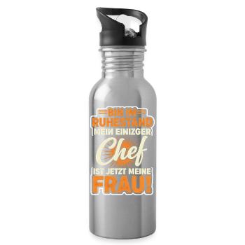 Mein Einziger Chef Meine Frau Rentner Rente Lustig - Water bottle with straw - silver - Right