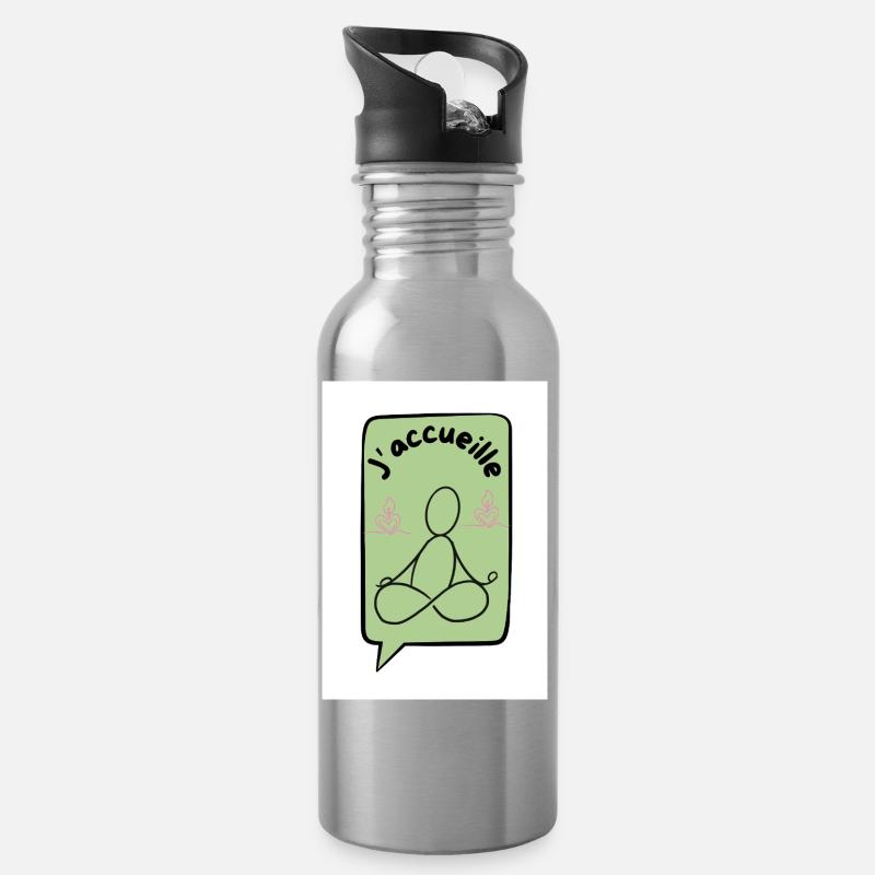 Ich begrüße ocker - Trinkflasche mit integriertem Trinkhalm - Lightsilver