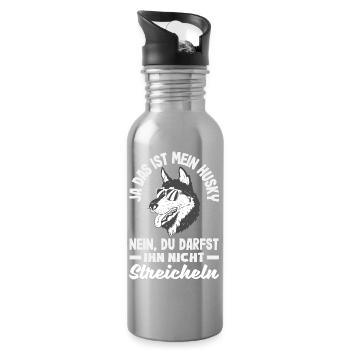 Drôle Husky Husky Propriétaire Husky Propriétaire Cadeau - Gourde avec paille intégrée - argent clair - Droite