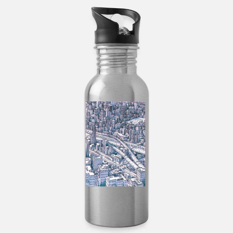 Central Park NYC - Trinkflasche mit integriertem Trinkhalm - Lightsilver
