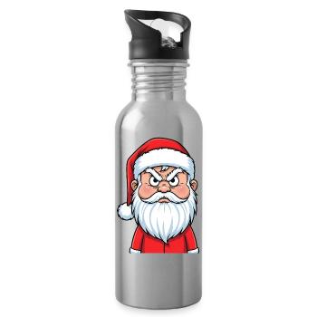 Wütender Weihnachtsmann Lustiger Cartoon - Trinkflasche mit integriertem Trinkhalm - Lightsilver - Rechts