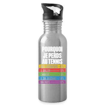 Lustige Gründe, den Humor zu verlieren Tennistrainer - Trinkflasche mit integriertem Trinkhalm - Lightsilver - Rechts