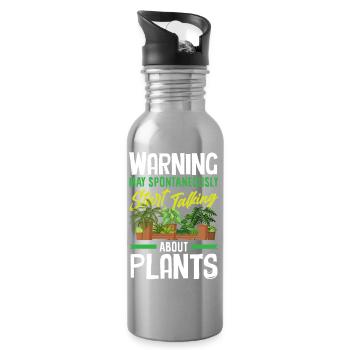 Cadeaux pour les jardins et les amoureux des plantes - Gourde avec paille intégrée - argent clair - Droite