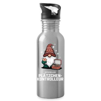 Gnome Inspecteur Officiel des Cookies - Gourde avec paille intégrée - argent clair - Droite