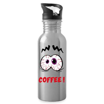 Ich brauche Kaffee! Lustiges Comic-Motiv - Trinkflasche mit integriertem Trinkhalm - Lightsilver - Rechts