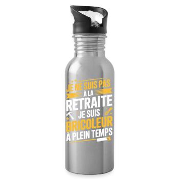 Full-time handyman, not retired - Water bottle with straw - silver - Right
