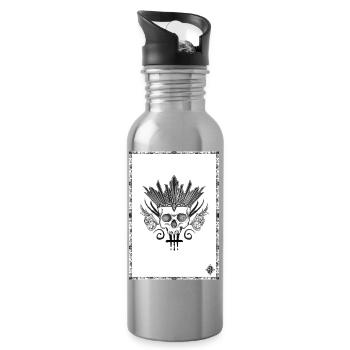Schädel gekrönt mit schwarzen und weißen Schwertern - Trinkflasche mit integriertem Trinkhalm - Lightsilver - Rechts