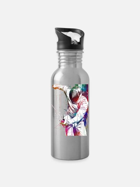 Fechtsportkunst #fencing #sport - Trinkflasche mit integriertem Trinkhalm - Lightsilver