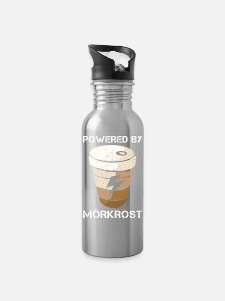 MÖRKROST - Trinkflasche mit integriertem Trinkhalm - Lightsilver