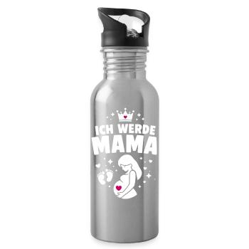 I'm going to be a mom - motherhood - Water bottle with straw - silver - Right
