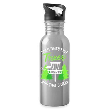 Sometimes I Hit Trees Disc Golf Basket Art - Trinkflasche mit integriertem Trinkhalm - Lightsilver - Rechts