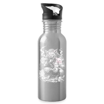 Innerer Schweinehund - Trinkflasche mit integriertem Trinkhalm - Lightsilver - Rechts