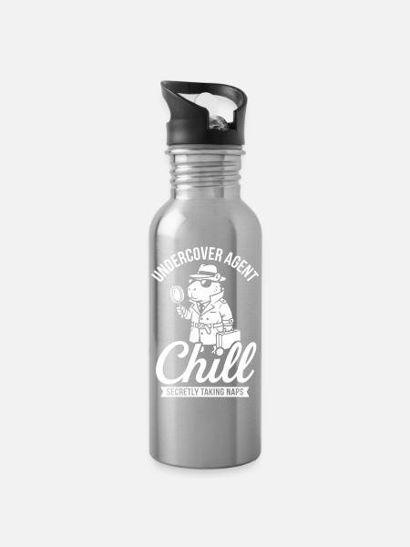 Undercover Agent Chill – Capybara - Trinkflasche mit integriertem Trinkhalm - Lightsilver
