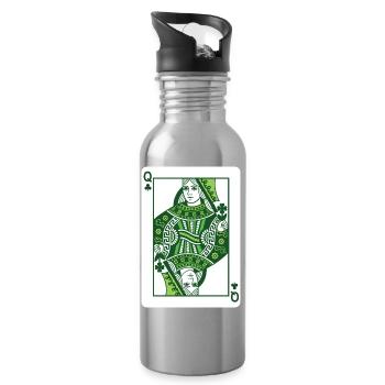 Queen Of Shamrock St Patrick’s Irish - Water bottle with straw - silver - Right
