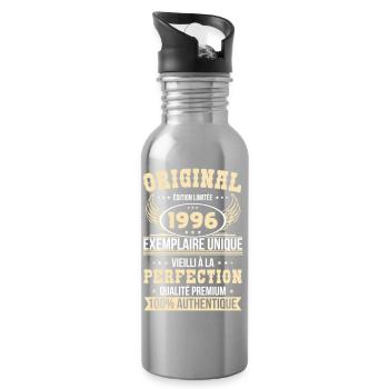 1996 – Exemplaire unique – Qualité premium - Gourde avec paille intégrée - argent clair - Droite