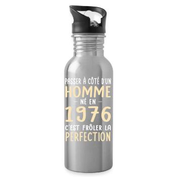 Né en 1976 – Frôler la perfection  - Gourde avec paille intégrée - argent clair - Droite