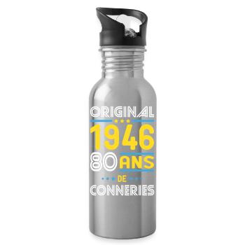 Original – 1946 – 80 Jahre - Trinkflasche mit integriertem Trinkhalm - Lightsilver - Rechts