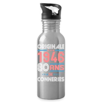 Original – 1946 – 80 Jahre - Trinkflasche mit integriertem Trinkhalm - Lightsilver - Rechts