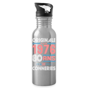 Originale – 1976 – 50 ans de conneries - Gourde avec paille intégrée - argent clair - Droite