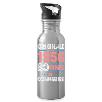 Originale – 1956 – 70 ans de conneries - Gourde avec paille intégrée - argent clair - Droite