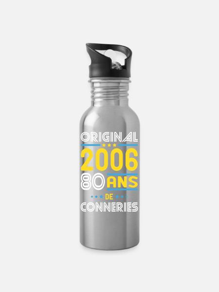 Original – 2006 – 20 Jahre - Trinkflasche mit integriertem Trinkhalm - Lightsilver