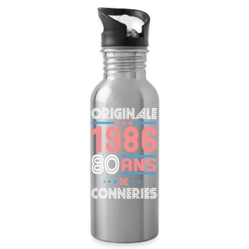 Originale – 1986 – 40 ans de conneries - Gourde avec paille intégrée - argent clair - Droite