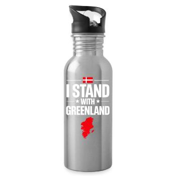Greenland Flag Card Support - Water bottle with straw - silver - Right