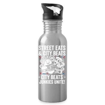 Stadt Snacks Beats Junkies Unite - Trinkflasche mit integriertem Trinkhalm - Lightsilver - Rechts