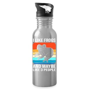 Laubfrosch Frosch - Trinkflasche mit integriertem Trinkhalm - Lightsilver - Rechts