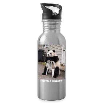 I Need A Minute Panda Meme Lustiger Humor - Trinkflasche mit integriertem Trinkhalm - Lightsilver - Rechts