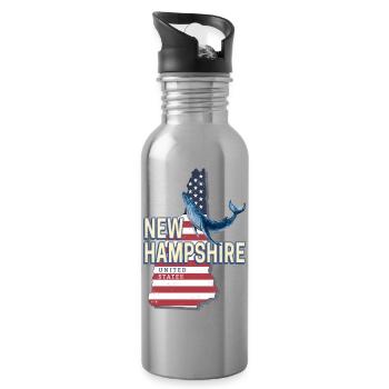 New Hampshire United States USA Souvenir - Water bottle with straw - silver - Right