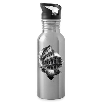 Colisée noir et blanc en ruines - Gourde avec paille intégrée - argent clair - Droite