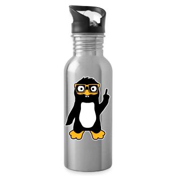 Penguin Geek Lunettes Index Lus Arrogant - Gourde avec paille intégrée - argent clair - Droite
