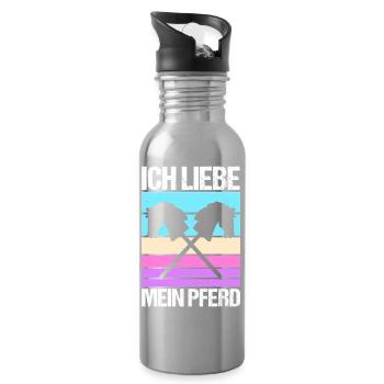 Steckenpferd Hobbyhorse Hobby Horsing - Trinkflasche mit integriertem Trinkhalm - Lightsilver - Rechts
