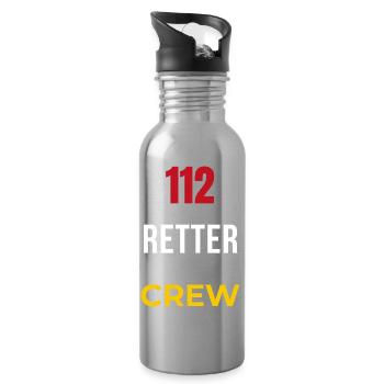 112 Retter Crew – Feuerwehr & Blaulicht Team - Trinkflasche mit integriertem Trinkhalm - Lightsilver - Rechts