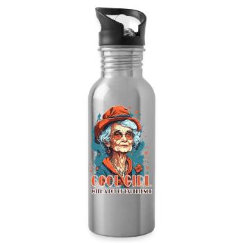 Experienced charmer woman illustration - Water bottle with straw - silver - Right