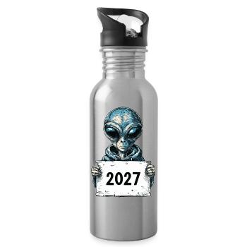 Cooles Alien im Hoodie - Trinkflasche mit integriertem Trinkhalm - Lightsilver - Rechts
