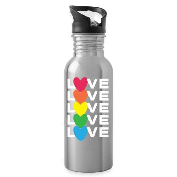 LGBT Pride Month - Liebe ist Liebe - Trinkflasche mit integriertem Trinkhalm - Lightsilver - Rechts