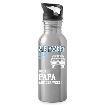 Air Hockey Bester Papa Vater Vatertag Geburtstag - Trinkflasche mit integriertem Trinkhalm - Lightsilver - Rechts