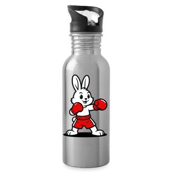 Hasenboxen - Trinkflasche mit integriertem Trinkhalm - Lightsilver - Rechts