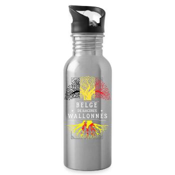 Belge De Racines Wallonnes T-Shirt Cadeau Humour - Gourde avec paille intégrée - argent clair - Droite