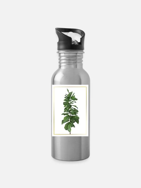 Grünpflanze im Goldrahmen - Trinkflasche mit integriertem Trinkhalm - Lightsilver