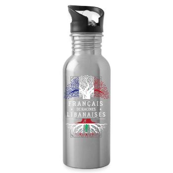 Francais De Racines Libanaises T-Shirt Cadeau H... - Gourde avec paille intégrée - argent clair - Droite