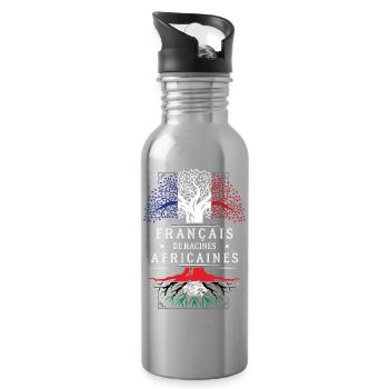 Francais De Racines Africaines T-Shirt Cadeau H... - Gourde avec paille intégrée - argent clair - Droite