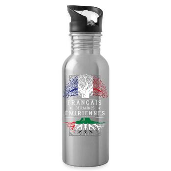 Francais De Racines Emiriennes T-Shirt Cadeau H... - Gourde avec paille intégrée - argent clair - Droite