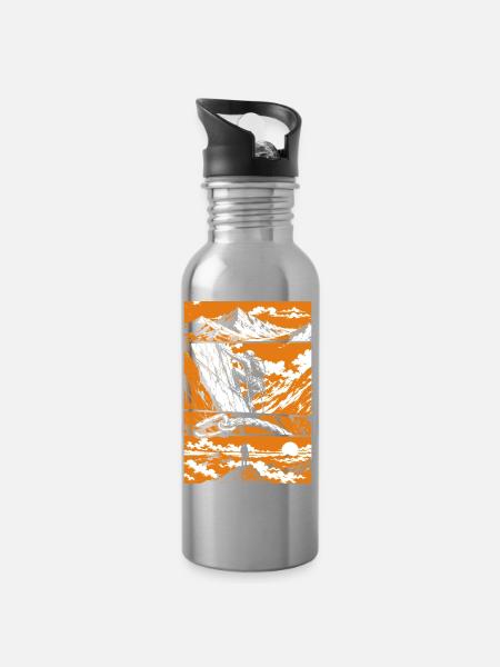 Summit Victory Mountain Art - Trinkflasche mit integriertem Trinkhalm - Lightsilver
